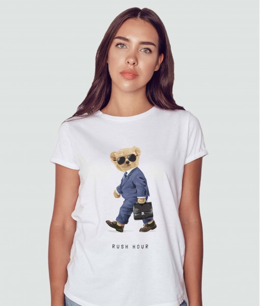 Дамска тениска с щампа Мечета Rush hour bear